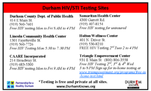 Durham HIV testing card Update FINAL PRINTING 03132018.pub Page 1 Durham Knows